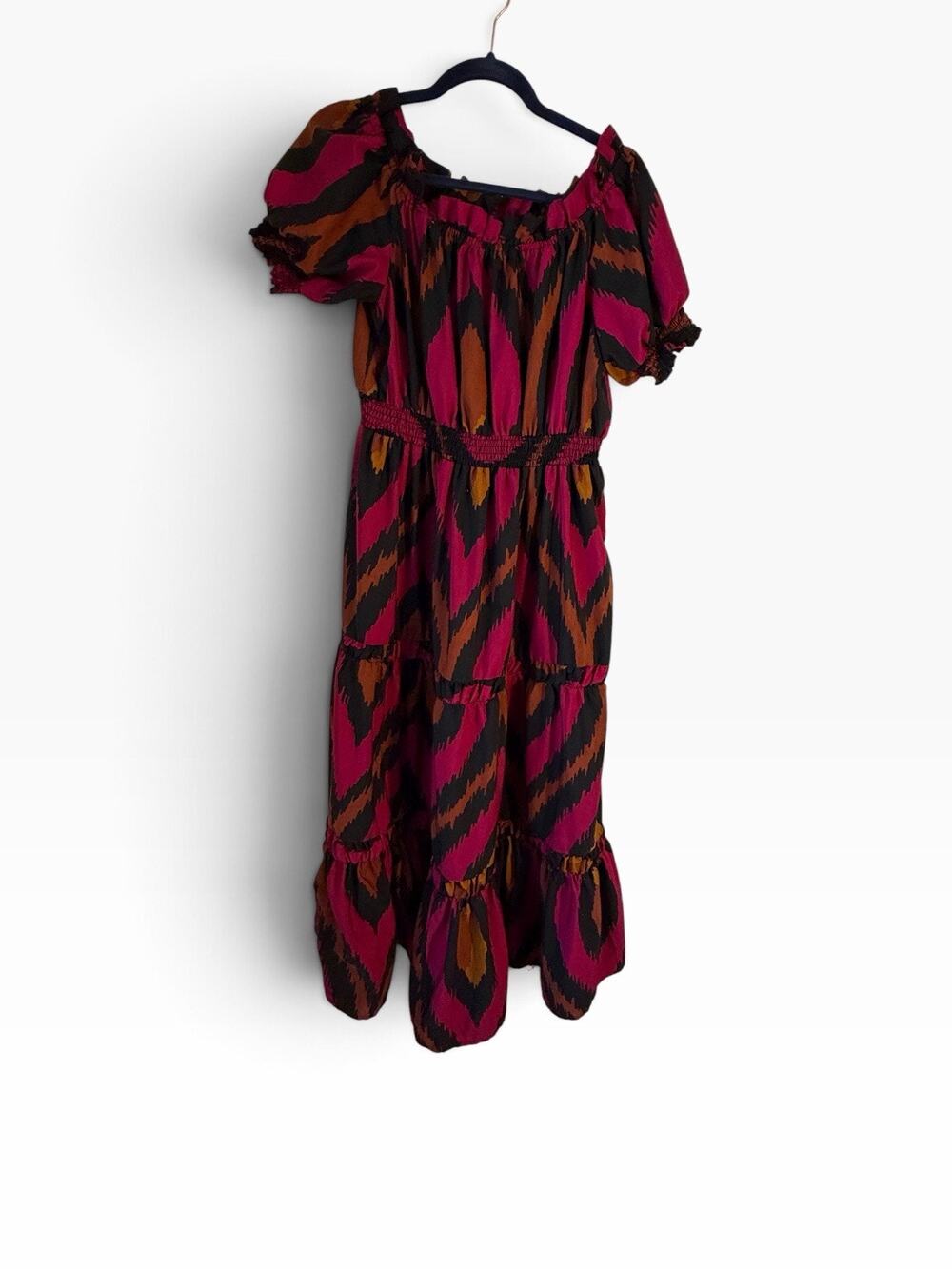 Her Destiny Xl Fit And Flare Style Dress In Black Red And Purple Ankle Length